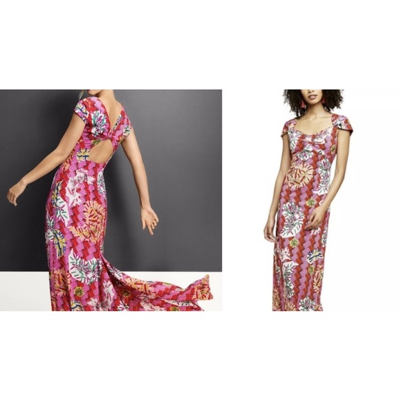 Zac Posen x Target Safety Pin Maxi Gown Dress Open Back Fishtail - Picture 2 of 10